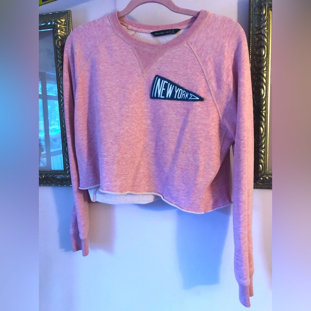 New York Pink Abercrombie and Fitch Cropped Sweater